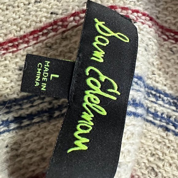 SAM EDELMAN poncho women L red blue‎ striped waterfall Shawl open front Sweater - Picture 5 of 6